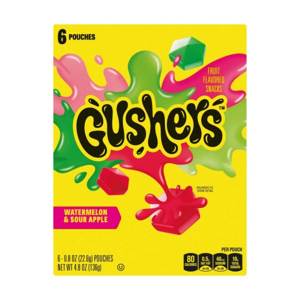 Gushers Watermelon & Sour Apple Fruit Flavored Snacks 136g For Sale