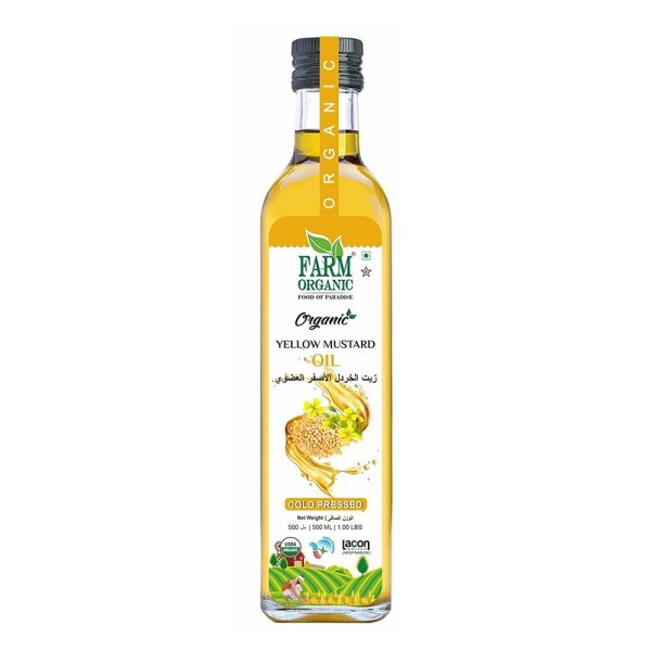 Farm Organic Gluten Free Yellow Mustard Oil - 500 ml For Sale