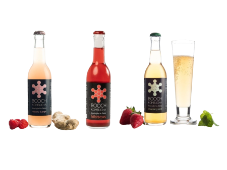 Booch Kombucha Hibiscus, Raspberry & Ginger, Strawberry Mint 300ml Each (Combo of 3) Online Hot Sale