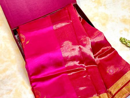 Handloom Chanderi Silk Saree Buta Radhika - Pink Online now