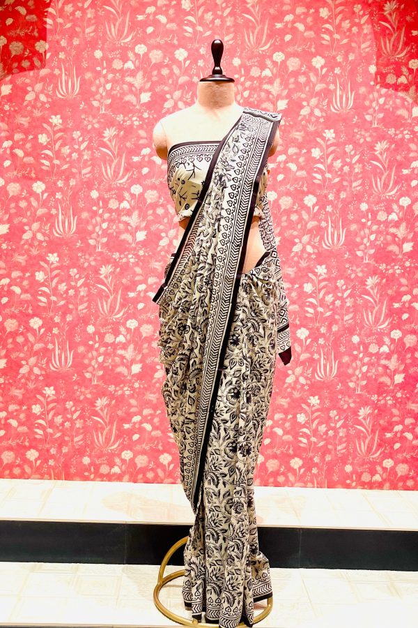 Cotton Hand Block Print Saree Fashion