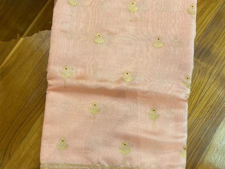 Handloom Chanderi Silk Saree Floral Buta With Red Mina - Aboli Fashion