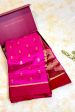 Handloom Chanderi Silk Saree Sun Flower Buta With Red Mina - Hot Pink Fashion